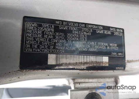 2007 Volvo Xc90 3.2 z USA, uszkodzony, nr VIN YV4CY982171335124